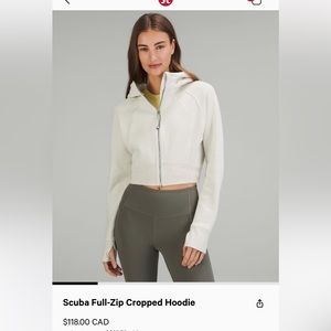 Lululemon scuba full zip cropped hoodie